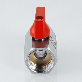 Кран шаровой мини 1/2" внутренняя резьба флажок, хромированный Valtec для подключения сантехнических приборов VT.330.N.04