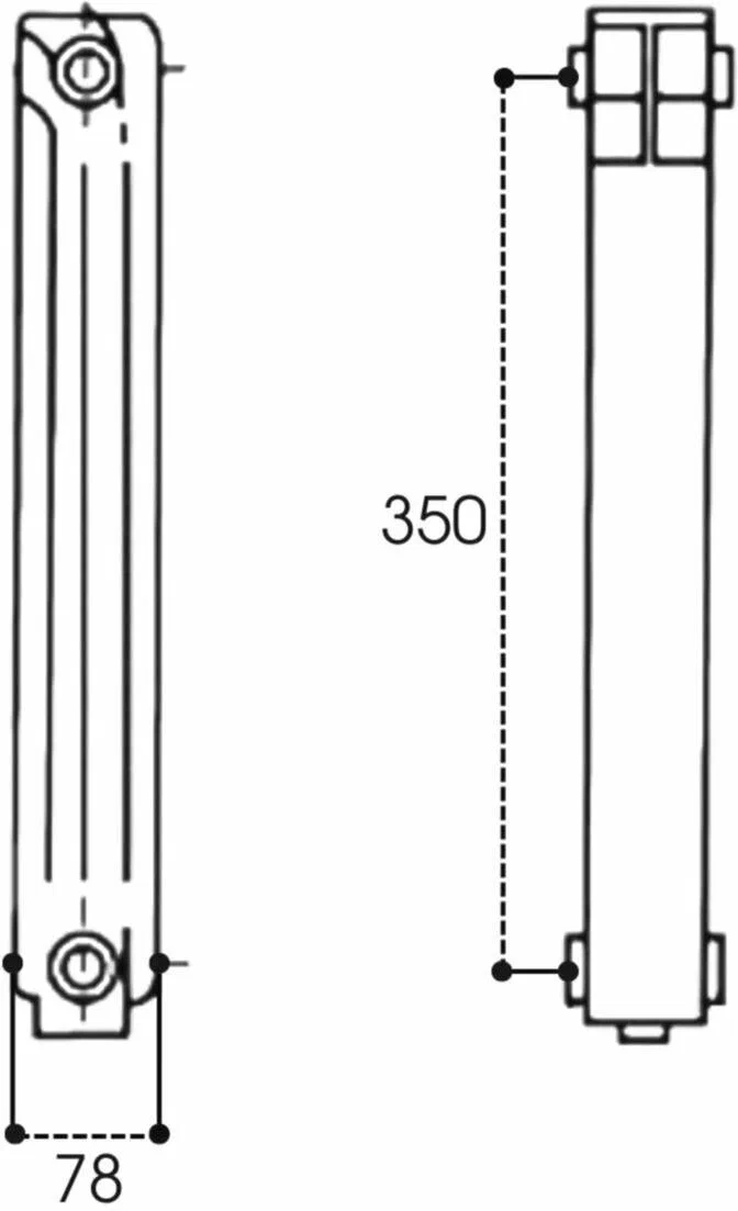 Радиатор биметалический 4 секции  350/80 STI секционный для отопления