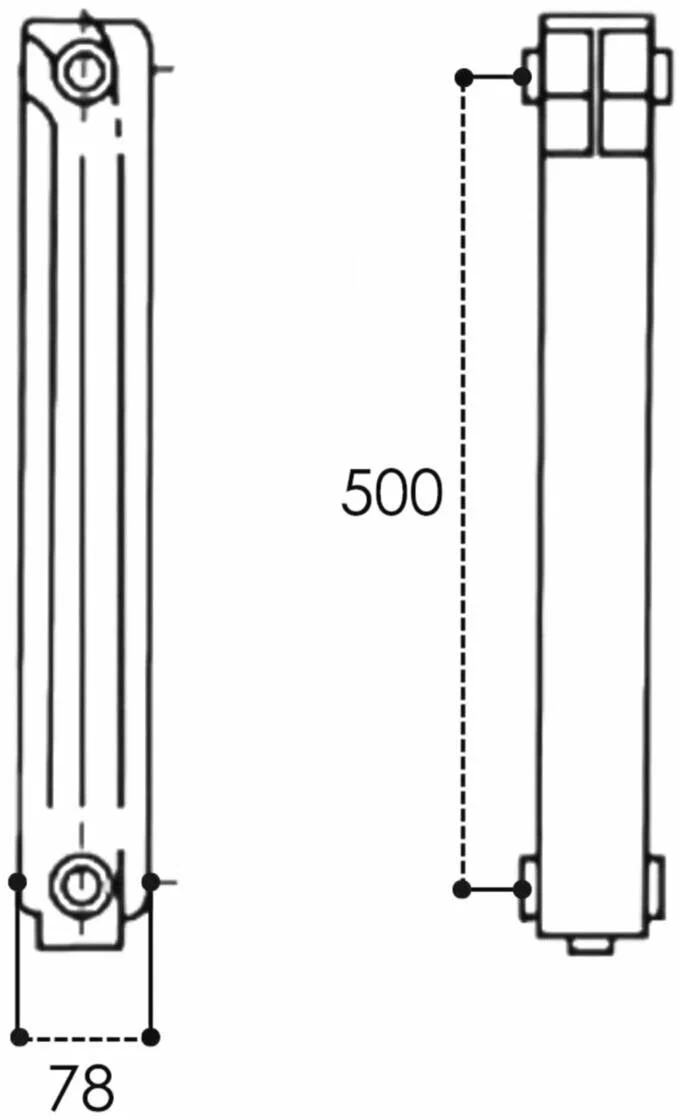 Радиатор биметалический 10 секций  500/80 STI секционный для отопления