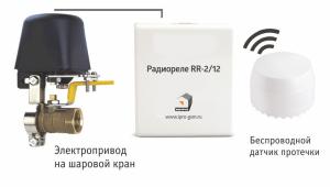 Система защиты от протечек комплект ИПРО 3/4,1/2 12В Оптим безпроводные датчики