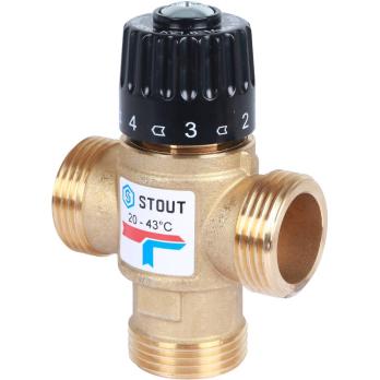 Термостатический смесительный клапан для систем ГВС, отопления и теплых полов STOUT Латунь смешивание в бок
