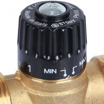 Термостатический смесительный клапан для систем ГВС, отопления и теплых полов STOUT Латунь смешивание вниз