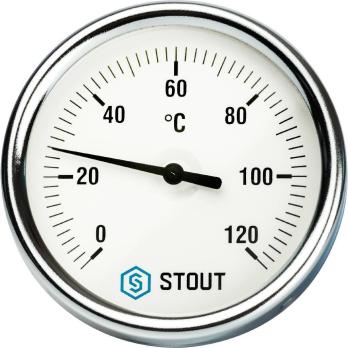 Термометр биметаллический Ø 80 мм с погружной гильзой 50 и 75 мм STOUT