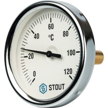 Термометр биметаллический Ø 80 мм с погружной гильзой 50 и 75 мм STOUT