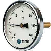 Термометр биметаллический Ø 100 мм с погружной гильзой 75 мм STOUT