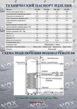 Бойлер косвенного нагрева Mi 100 литров напольный INOX Россия Выход под ТЭН